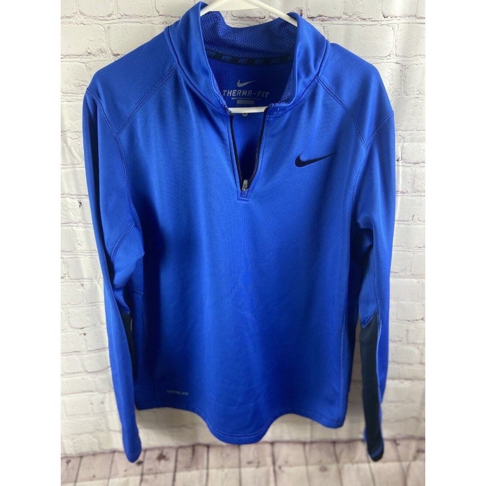 Nike Therma-Fit Men's 1/4 Zip Sweatshirt Athletic Sz Large Blue